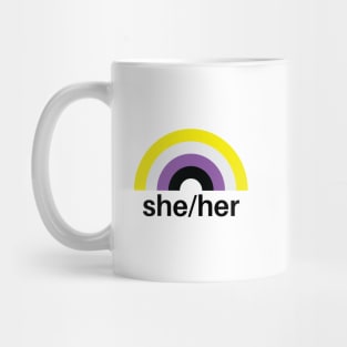 She/Her Pronouns Nonbinary Rainbow Mug